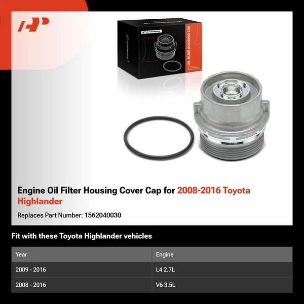 Engine Oil Filter Housing Cover Cap for 2008-2016 Toyota Highlander