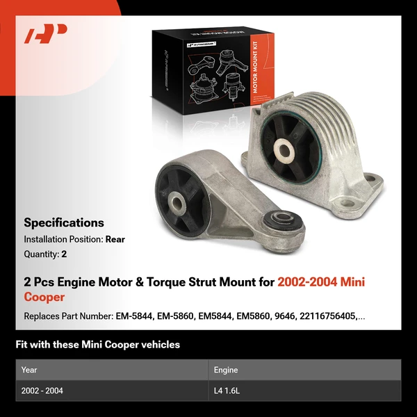 2 Pcs Engine Motor & Torque Strut Mount for 2002-2004 Mini Cooper