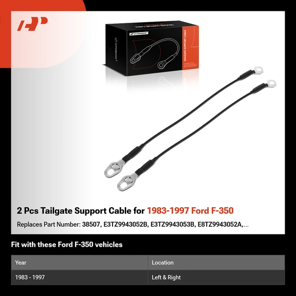 2 Pcs Tailgate Support Cable for 1983-1997 Ford F-350