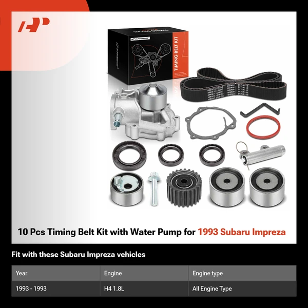 10 Pcs Timing Belt Kit with Water Pump for 1993 Subaru Impreza