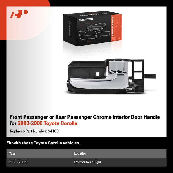 Front Passenger or Rear Passenger Chrome Interior Door Handle for 2003-2008 Toyota Corolla