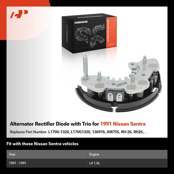Alternator Rectifier Diode with Trio for 1991 Nissan Sentra