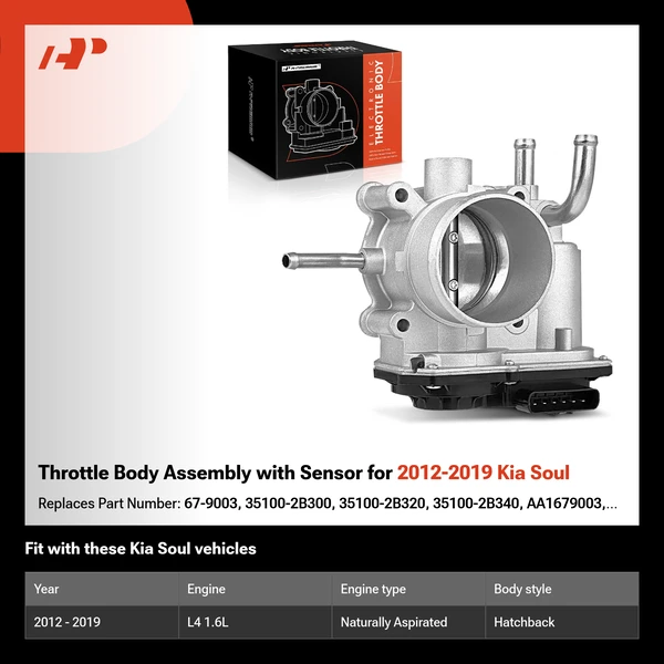 Throttle Body Assembly with Sensor for 2012-2019 Kia Soul