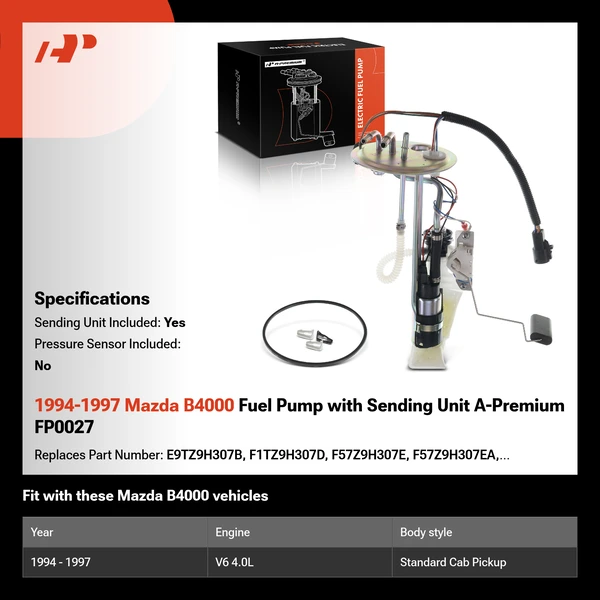 1994-1997 Mazda B4000 Fuel Pump with Sending Unit A-Premium FP0027
