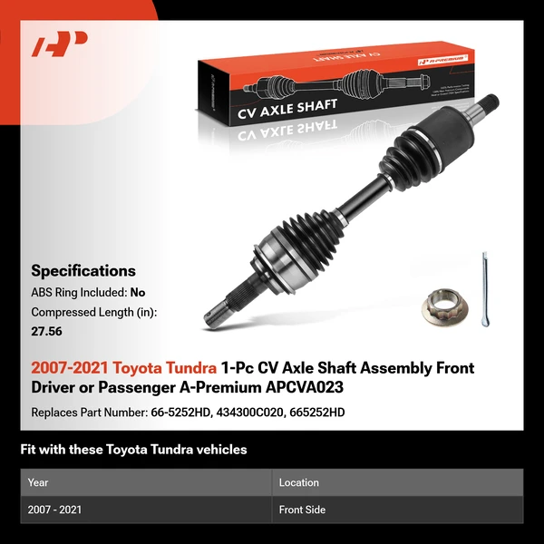 2007-2021 Toyota Tundra 1-Pc CV Axle Shaft Assembly Front Driver or Passenger A-Premium APCVA023