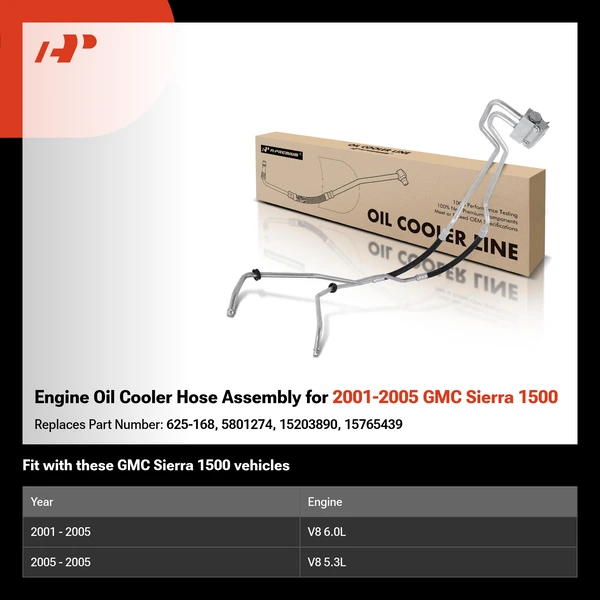 Engine Oil Cooler Hose Assembly for 2001-2005 GMC Sierra 1500