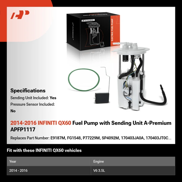 2014-2016 INFINITI QX60 Fuel Pump with Sending Unit A-Premium APFP1117