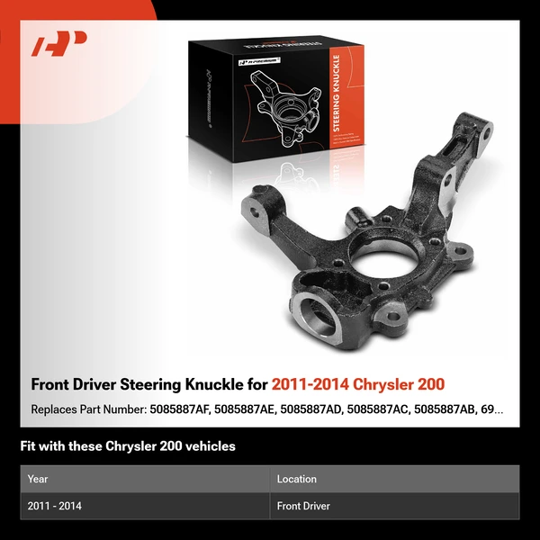 Front Driver Steering Knuckle for 2011-2014 Chrysler 200