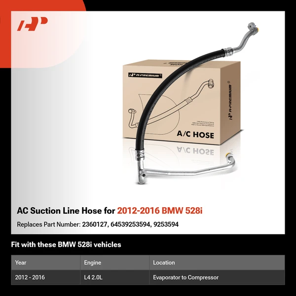 AC Suction Line Hose for 2012-2016 BMW 528i