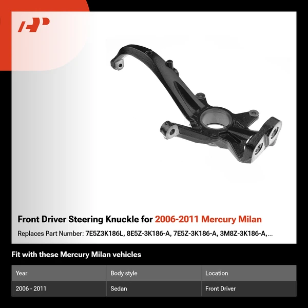 Front Driver Steering Knuckle for 2006-2011 Mercury Milan