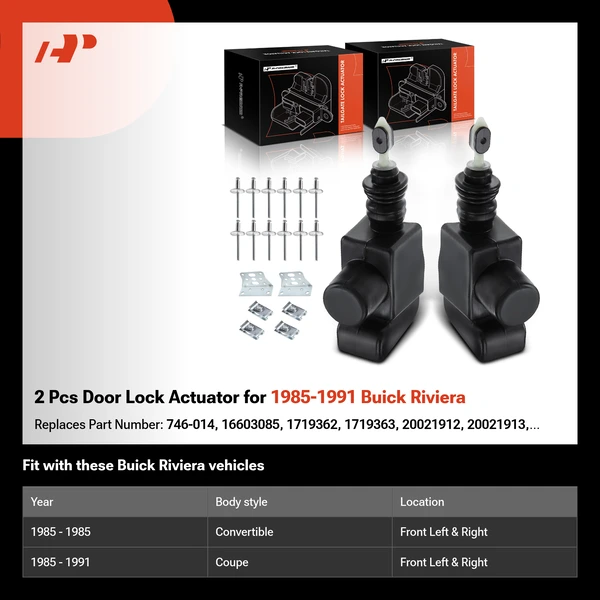 2 Pcs Door Lock Actuator for 1985-1991 Buick Riviera