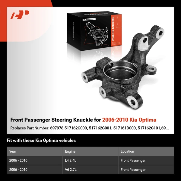 Front Passenger Steering Knuckle for 2006-2010 Kia Optima