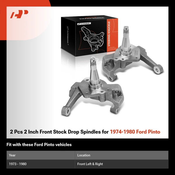 2 Pcs 2 Inch Front Stock Drop Spindles for 1974-1980 Ford Pinto