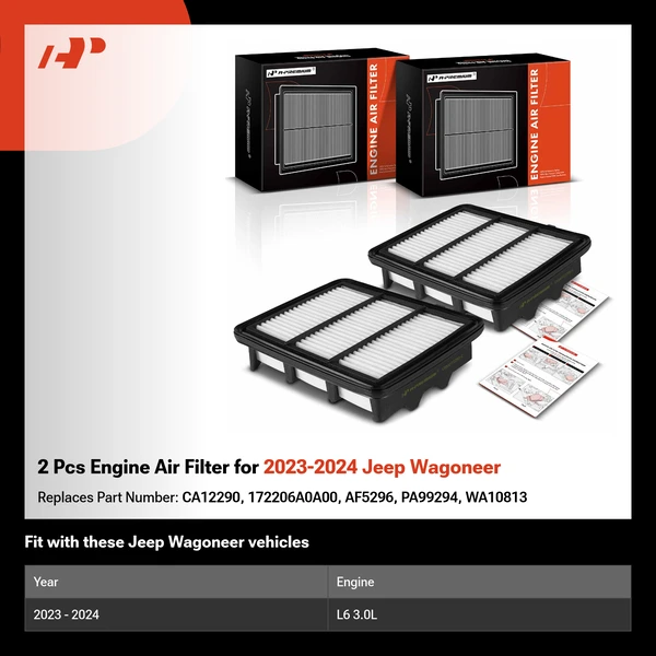 2 Pcs Engine Air Filter  for 2023-2024 Jeep Wagoneer