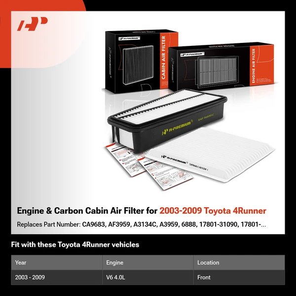 Engine & Carbon Cabin Air Filter for 2003-2009 Toyota 4Runner