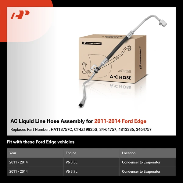 AC Liquid Line Hose Assembly for 2011-2014 Ford Edge