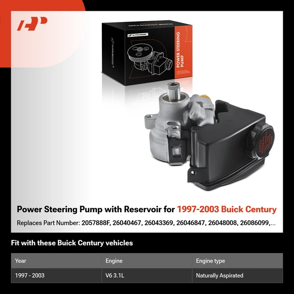 Power Steering Pump with Reservoir for 1997-2003 Buick Century