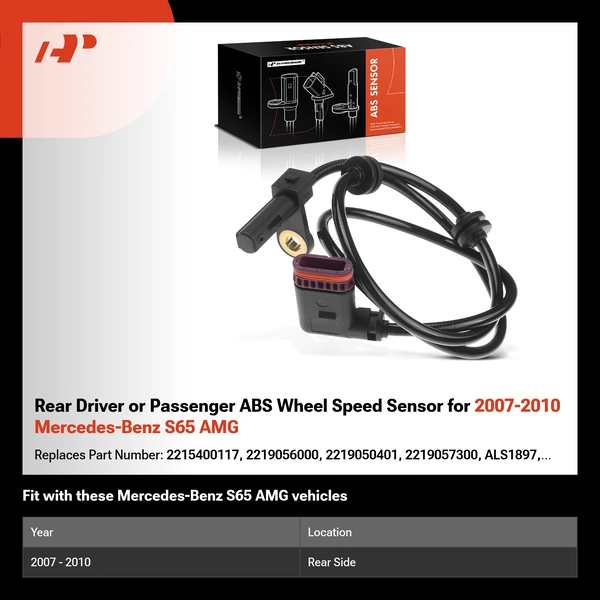 Rear Driver or Passenger ABS Wheel Speed Sensor for 2007-2010 Mercedes-Benz S65 AMG