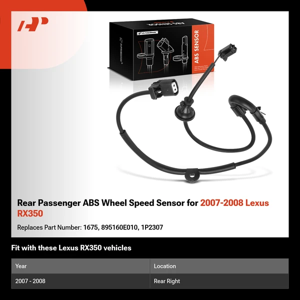 Rear Passenger ABS Wheel Speed Sensor for 2007-2008 Lexus RX350