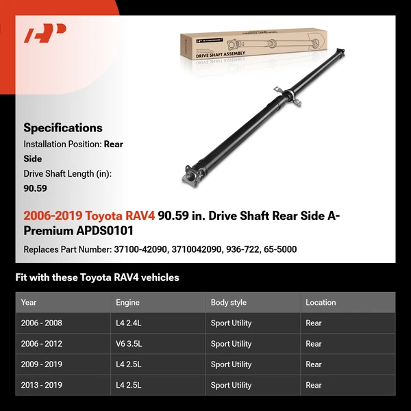 2006-2019 Toyota RAV4 90.59 in. Drive Shaft Rear Side A-Premium APDS0101