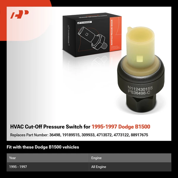 HVAC Cut-Off Pressure Switch for 1995-1997 Dodge B1500