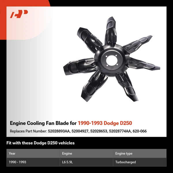 Engine Cooling Fan Blade for 1990-1993 Dodge D250