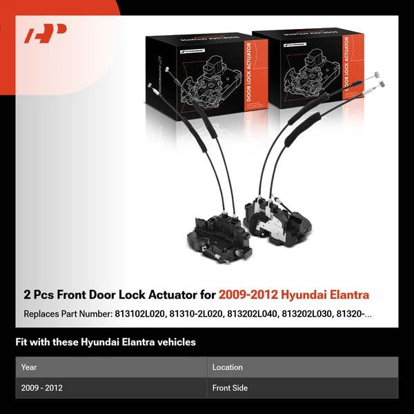2 Pcs Front Door Lock Actuator for 2009-2012 Hyundai Elantra