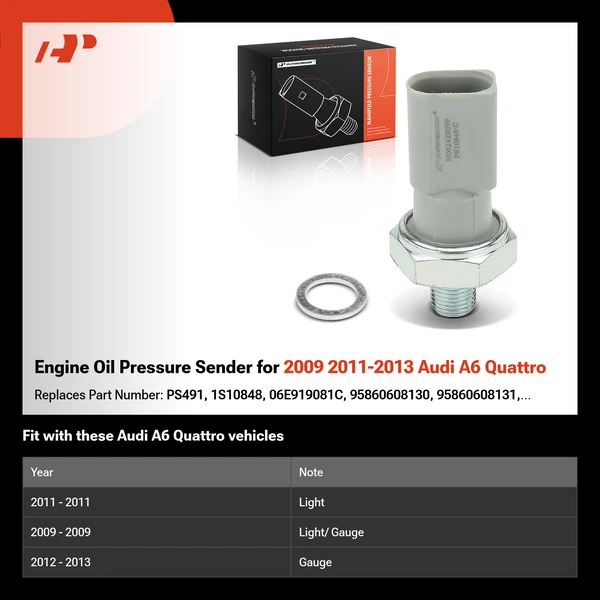 Engine Oil Pressure Sender for 2009 2011-2013 Audi A6 Quattro