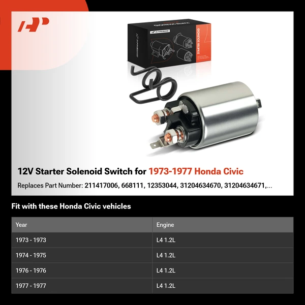 12V Starter Solenoid Switch for 1973-1977 Honda Civic