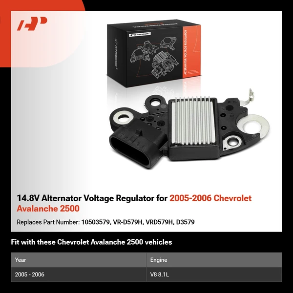 14.8V Alternator Voltage Regulator for 2005-2006 Chevrolet Avalanche 2500