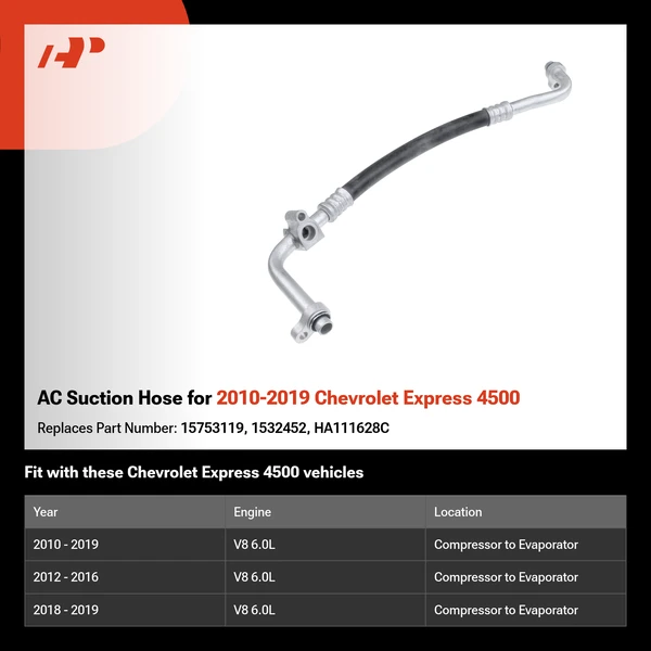 AC Suction Hose for 2010-2019 Chevrolet Express 4500