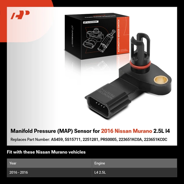 Manifold Pressure (MAP) Sensor for 2016 Nissan Murano 2.5L l4