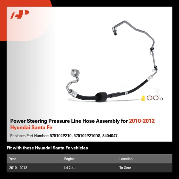 Power Steering Pressure Line Hose Assembly for 2010-2012 Hyundai Santa Fe