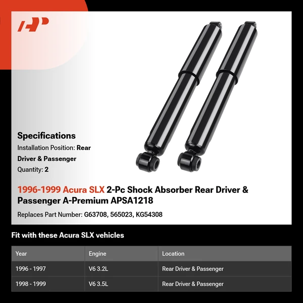 1996-1999 Acura SLX 2-Pc Shock Absorber Rear Driver & Passenger A-Premium APSA1218