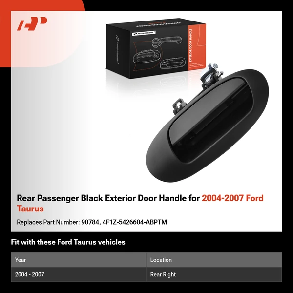Rear Passenger Black Exterior Door Handle for 2004-2007 Ford Taurus