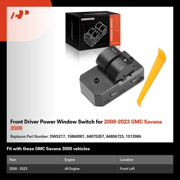 Front Driver Power Window Switch for 2008-2023 GMC Savana 3500