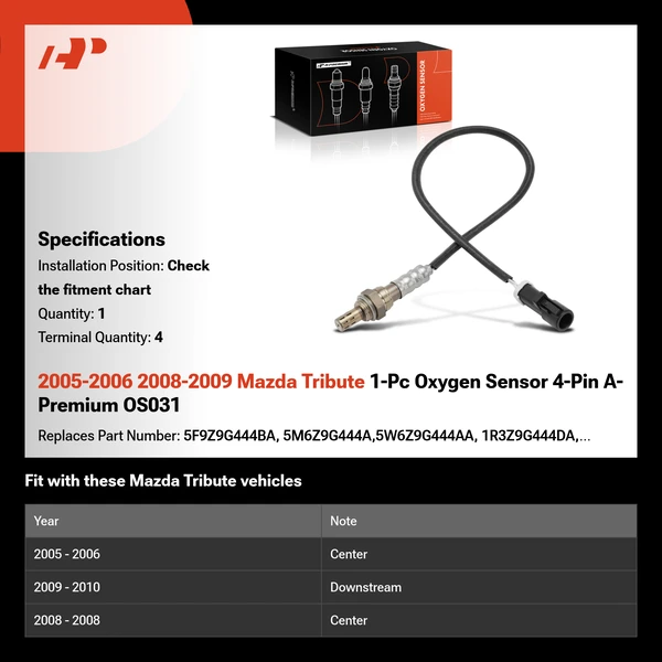 2005-2006 2008-2009 Mazda Tribute 1-Pc Oxygen Sensor 4-Pin A-Premium OS031