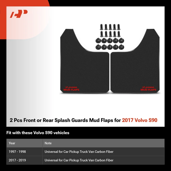 2 Pcs Front or Rear Splash Guards Mud Flaps for 2017 Volvo S90