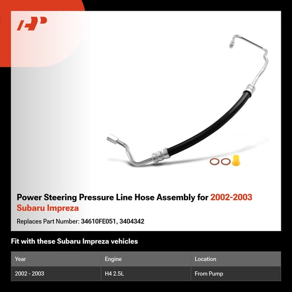 Power Steering Pressure Line Hose Assembly for 2002-2003 Subaru Impreza