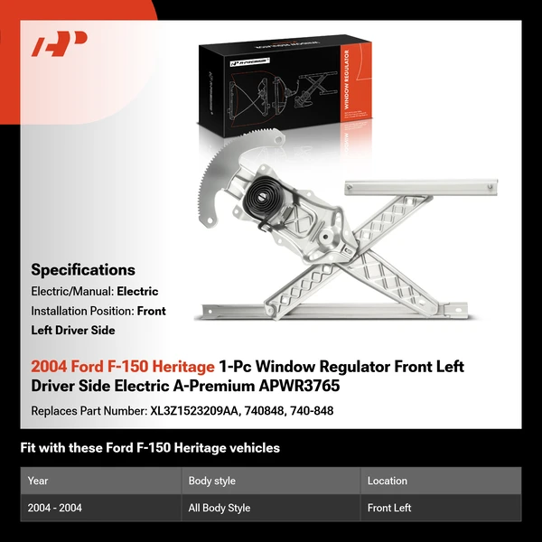 2004 Ford F-150 Heritage 1-Pc Window Regulator Front Left Driver Side Electric A-Premium APWR3765