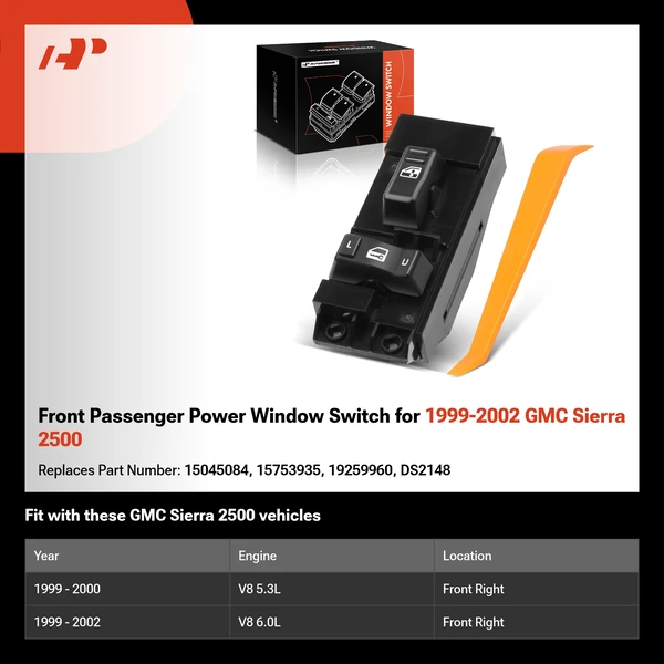 Front Passenger Power Window Switch for 1999-2002 GMC Sierra 2500