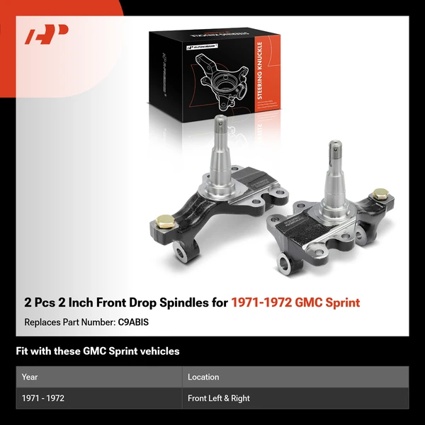2 Pcs 2 Inch Front Drop Spindles for 1971-1972 GMC Sprint