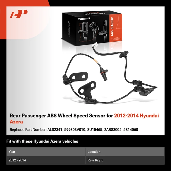 Rear Passenger ABS Wheel Speed Sensor for 2012-2014 Hyundai Azera
