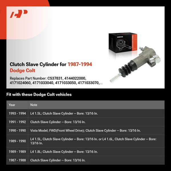 Clutch Slave Cylinder for 1987-1994 Dodge Colt
