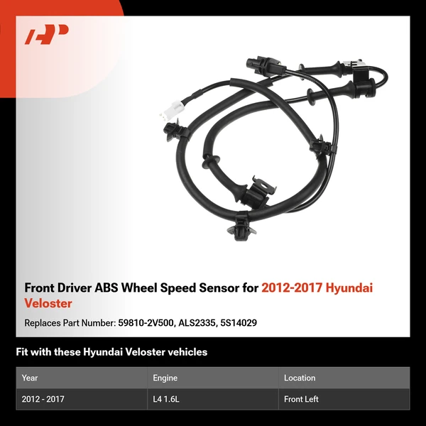 Front Driver ABS Wheel Speed Sensor for 2012-2017 Hyundai Veloster