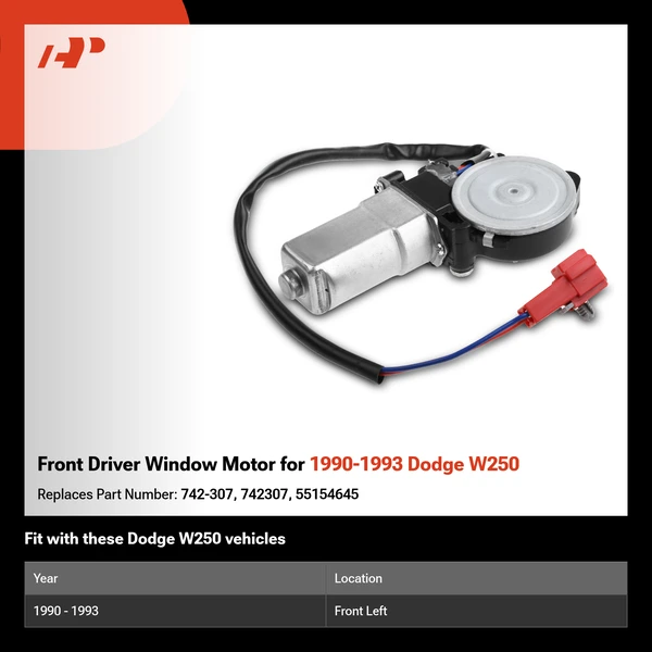 Front Driver Window Motor for 1990-1993 Dodge W250