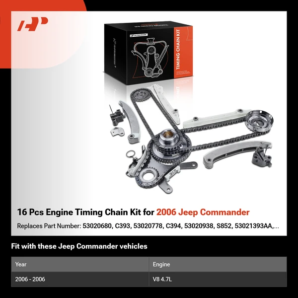 16 Pcs Engine Timing Chain Kit for 2006 Jeep Commander