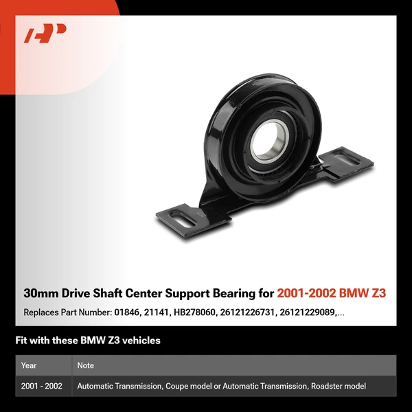 30mm Drive Shaft Center Support Bearing for 2001-2002 BMW Z3