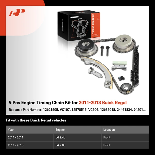 9 Pcs Engine Timing Chain Kit for 2011-2013 Buick Regal