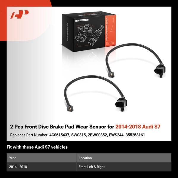 2 Pcs Front Disc Brake Pad Wear Sensor for 2014-2018 Audi S7